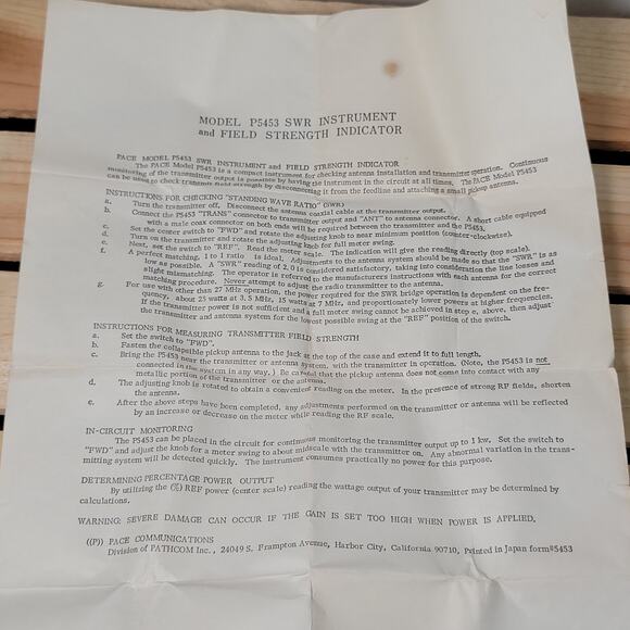 VINTAGE SWR Instrument and Field Strength Indicator Model P5453 - Picture 8 of 9